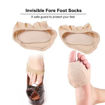 

Women Invisible Fore Foot Socks Half Backless Toe Pad Half Grip Heel Five Finger Socks Cushions