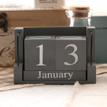 

Fashion Vintage Wooden Furnishings Office Desktop Creative Calendar Perpetual Calendar Home Decor Living Room Decoration Crafts