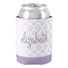 Пастельный фиолетовый серый с узором четырехлистника пользовательское имя может охладить элегантный винтажный дизайн Свадебный Валентин напиток изолятор сувениры