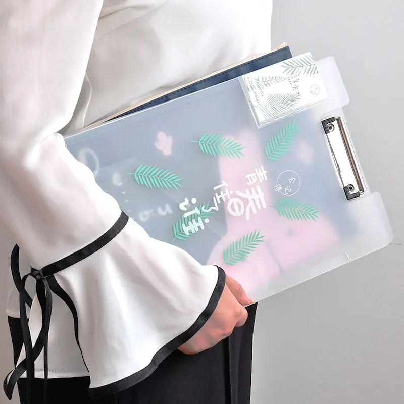 

31.8x23.5cm pvc student writing pad cute translucent plastic paper reference book office A4 insert file board clip