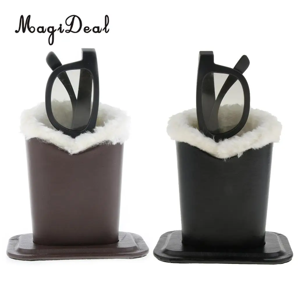 2 x PU Anti-Scratch Plush Lined Eyeglasses Holder Desk Organizer Upright Pen Holder