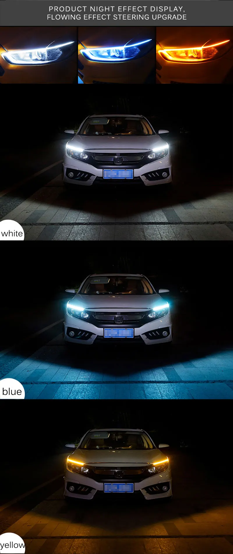 Car Day Light Led DRL Strip Lamp Headlight Daytime Running Lights Flowing (2)