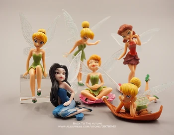 

Disney Tinker Bell Princess Cartoon 6-11cm 6pcs/set Action Figure Anime Mini Collection Figurine Toy model for children gift