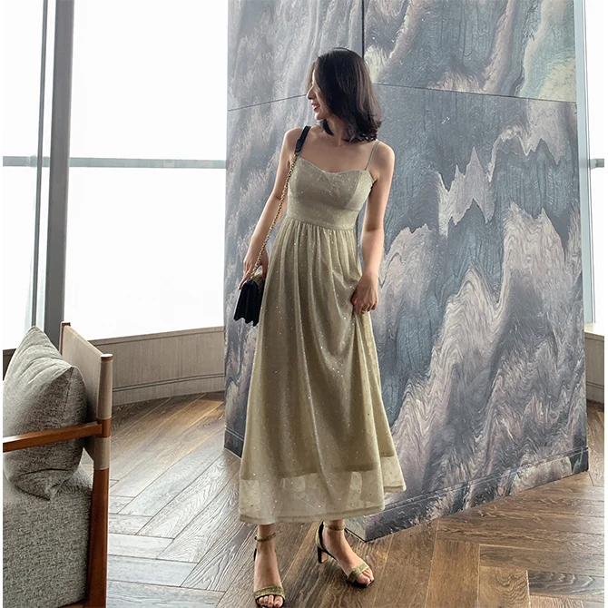 

Women Ladies Dress Fashion Sexy Sequined Bling O-neck Sleeveless Silver champagne Party Club Long Dress Vestidos Verano