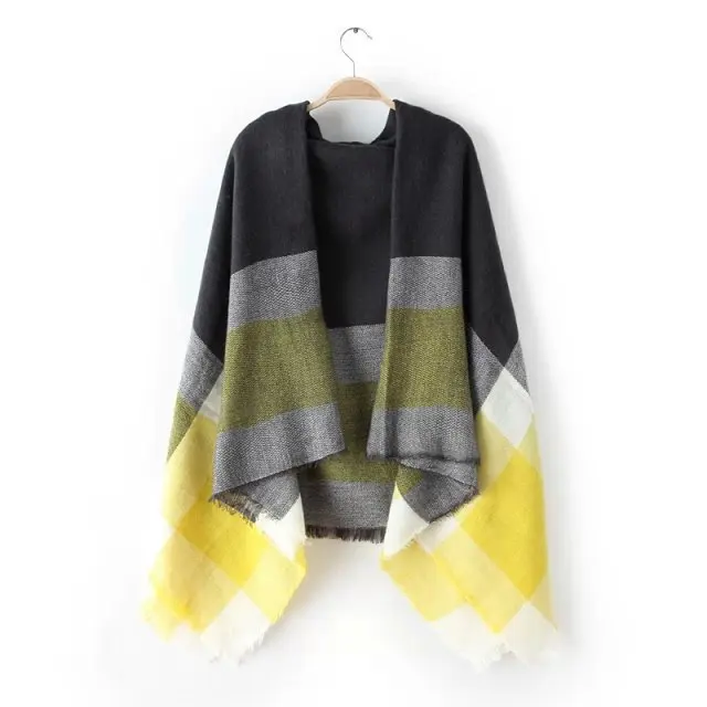 za Winter 2016 font b Tartan b font Scarf fashion Plaid Scarf Women Blanket Oversized Wrap