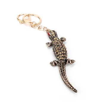 

MQCHUN Fashion Charm Crocodile Keychain Exquisite Rhinestone Car Keyring Crystal Key Chains Ring Holder Men Bag Jewelry Gift -50