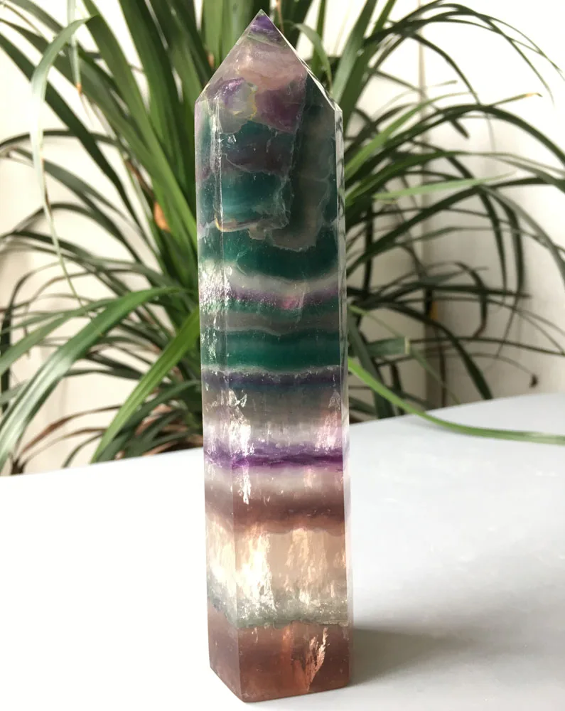 

604g Beauteous Magic Fluorite Crystal Quartz Healing Wand Point