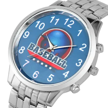 

Fashion Cartoon Roman Numerals Dial Watch for Men Fashion Baseball Pattern Quartz Watch Movement Classic Silver Strap Wristwatch