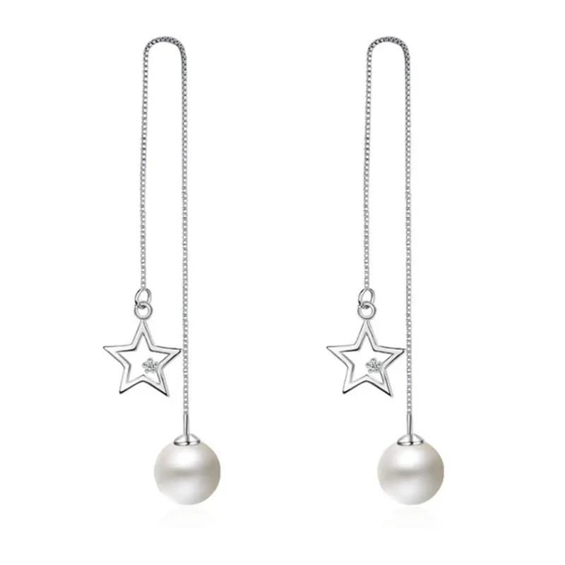 

Sweet Little Fresh Yellow Lemon Earrings With Long Ear Thread Fashion Femperament Female 925 Sterling Silver