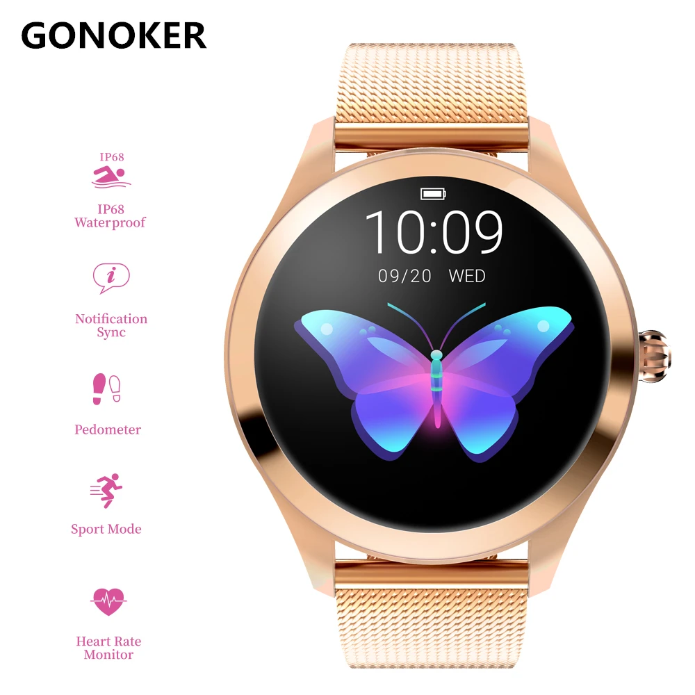 Women's Smart Watch for iPhone Android Fitness Tracker HR IP68 Waterproof Bracelet Sport SMS SNS Reminder Smart Bracelet