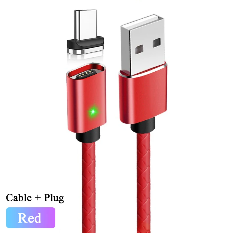 1 м Магнитный кабель Micro usb type-C кабель для iPhone Android 3A Быстрая зарядка USB C магнитное зарядное устройство для телефона samsung S10 Xiaomi 8 - Тип штекера: Red