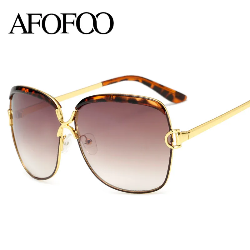 AFOFOO New Fashion Big Frame Sunglasses Brand Designer Vintage Women Sun glasses Retro Eyewear Goggle UV400