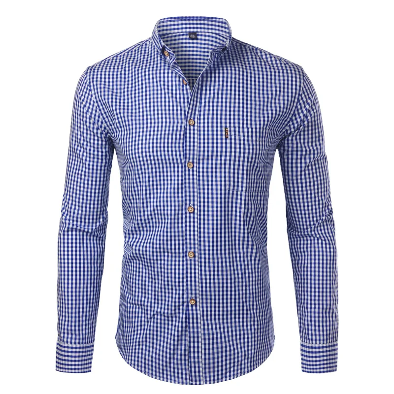 Cotton Shirt Long Sleeve Shirt Mens Plaid Cotton Casual Dress Shirts Slim Fit Long Sleeve Button Down Men Work Business Shirt