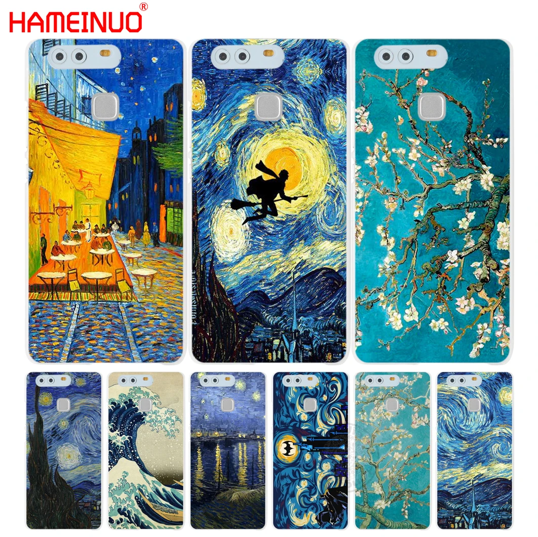 

HAMEINUO Vincent Van Gogh Starry Sky Oil Cover phone Case for huawei Ascend P7 P8 P9 lite plus G8 G7 honor 5C 2017