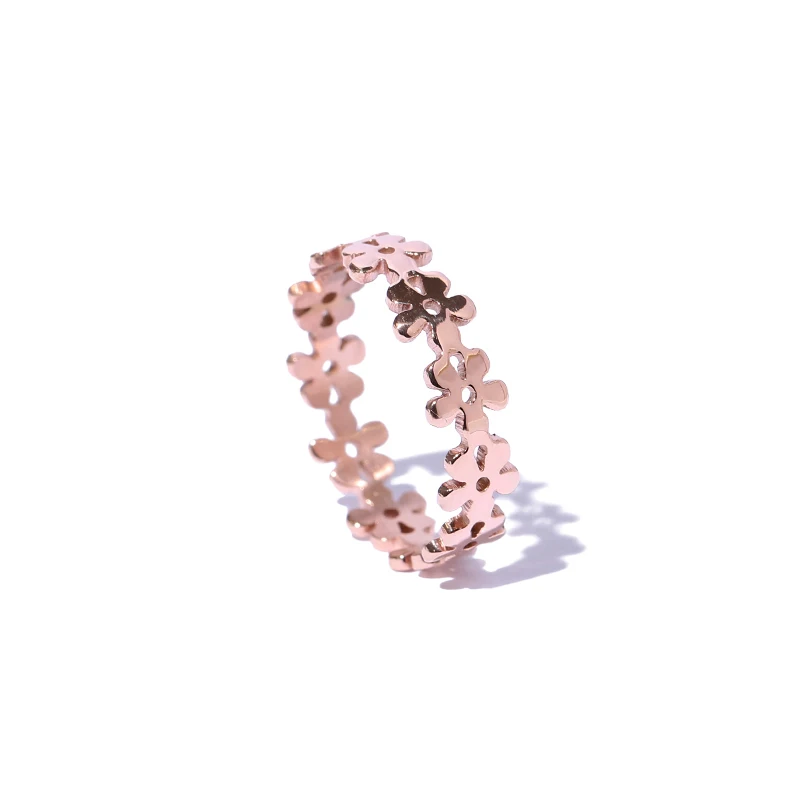 YUN RUO модное обручальное кольцо с милым цветком пара розового золотистого цвета женский подарок на день рождения вечерние ювелирные изделия из титановой стали никогда не выцветают