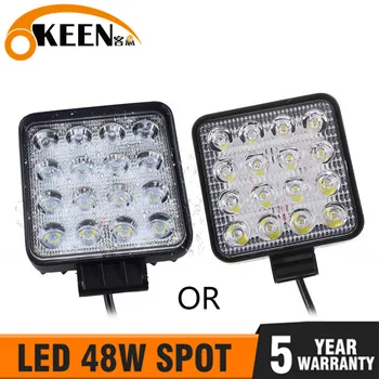 

OKEEN 12V Spot Led Work Light Bar 48W 4inch Offroad Car Headlight for Truck Tractor Boat Trailer 4x4 SUV ATV Led Driving Light