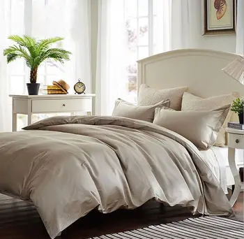 

100% Egyptian cotton 800 TC Europe style bedding set King Queen size light brown grey color 4 pieces bedding set customize