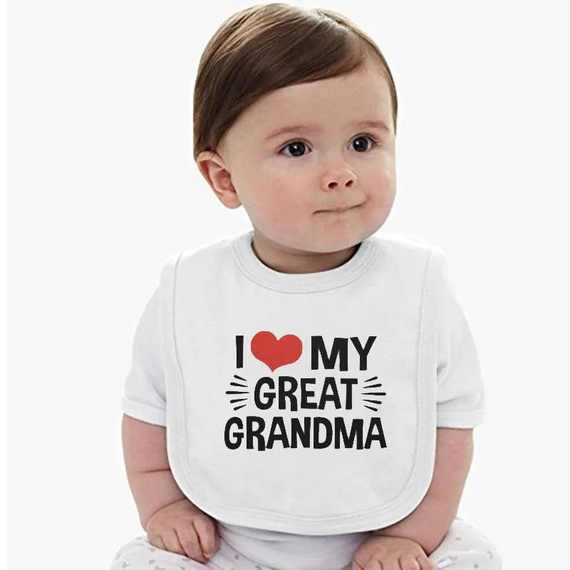 YSCULBUTOL/Хлопковые белые нагрудники с надписью I Love Great Grandma для маленьких мальчиков