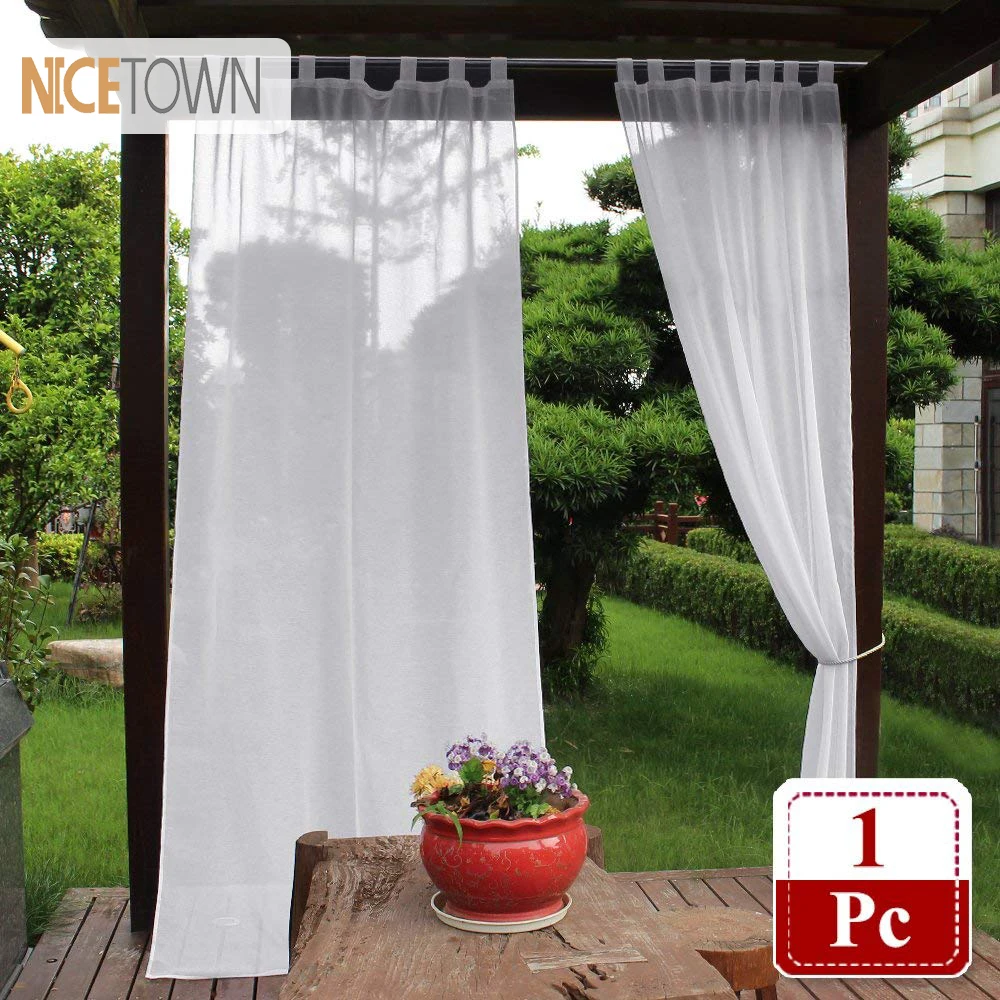 Sheer Outdoor Curtain Elegant Tab Top Waterproof Semitranspa Sheer Outdoor Curtain Elegant Tab Top Waterproof Semitranspa Voile Faux Linen Drapery For Patio With Bonus Rope One Piece