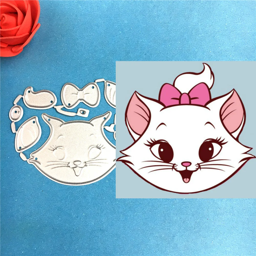 

1PCS Lovely Cat Marie cutting die+1PCS carft Tag Stencil For DIY Scrapbook Paper Card Decorative Craft Embossing Die Cut