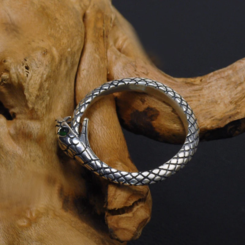 100% čistý 925 mincovní stříbro šperků hadi kroužky otevření vintage muži pečetní prsten pro ženy jemný dar R1002