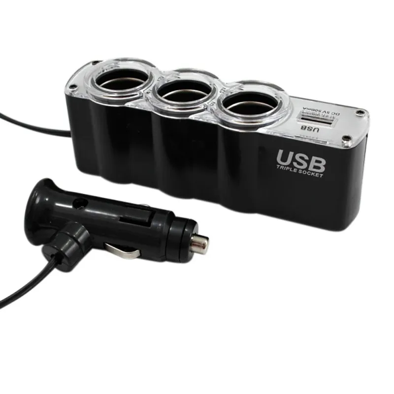 3 гнезда автомобильного прикуривателя расширитель сплиттер и 1 USB порт автомобильное зарядное устройство аксессуары для интерьера