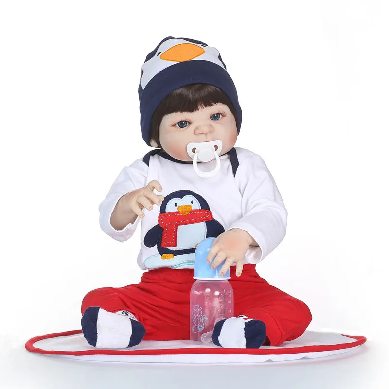 

55cm Full Body Silicone Reborn Baby Boy Doll Toy Lifelike Vinyl Newborn Babies Children Growth Partner Girl Bonecas Alive Bebe