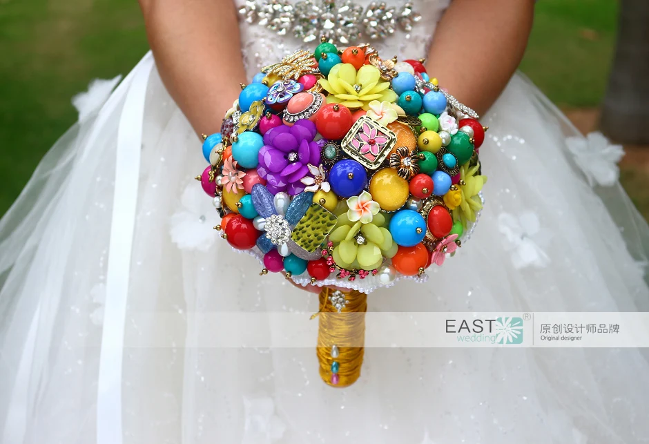DIY брошь Букет Многоцветный Свадебный букет невесты Жемчужный Алмаз Драгоценный Камень настраиваемый алмаз богемский стиль букеты