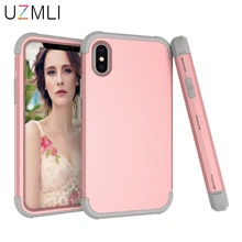 Shockproof Phone Cases For iPhone X XS Max XR 8 7 6 6s Plus Case 3 in 1 Rubber+PC Hybrid Anti-Knock Protective Cover+Gifts