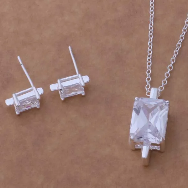 

AS057 Hot 925 sterling silver Jewelry Sets Earring 201 + Necklace 290 /acnaitua ajaajaha