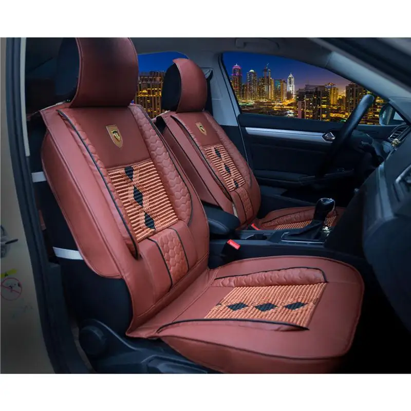 VORCOOL 1PC High Grade Leather Ice Silk Car Front Seat Cover Universal Fit Breathable Car Seat Cover