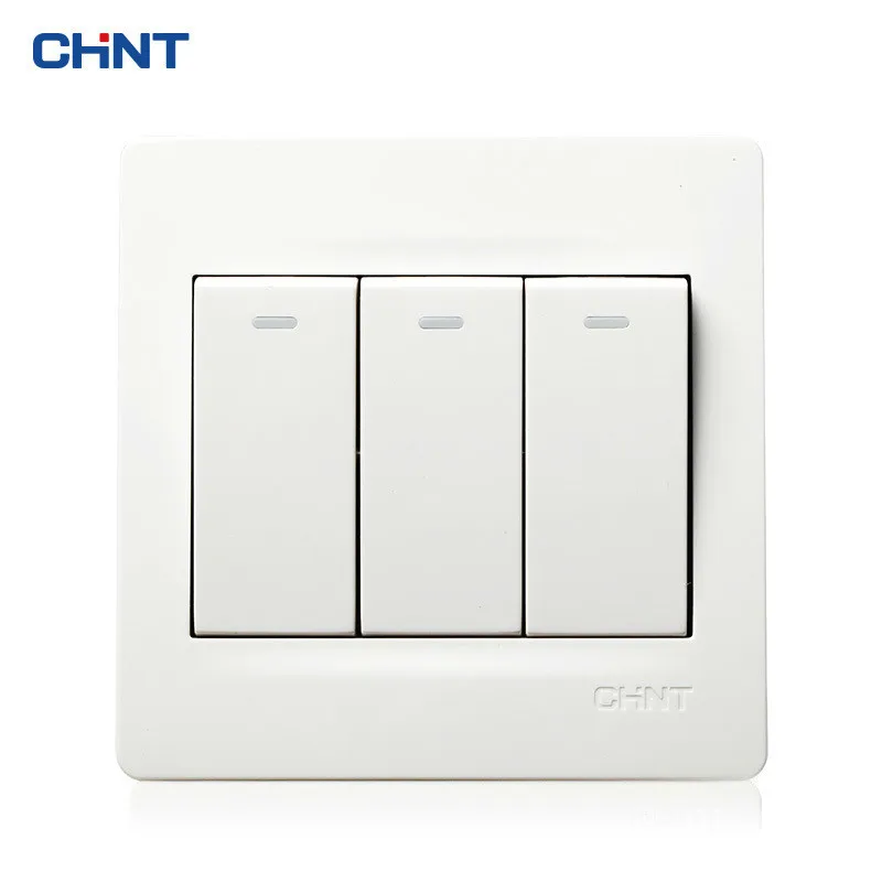 

CHNT 86 Type Wall Switch Panel NEW7N Ivory White Three Gang One Way