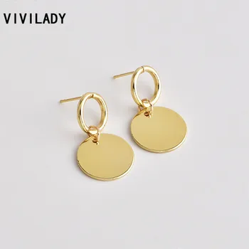 

VIVILADY 2019 New Arrived Round Sequins Short Women Drop Earrings Exquisted Hollow Gold Color Trendy Brand Jewelry Bijoux Gift