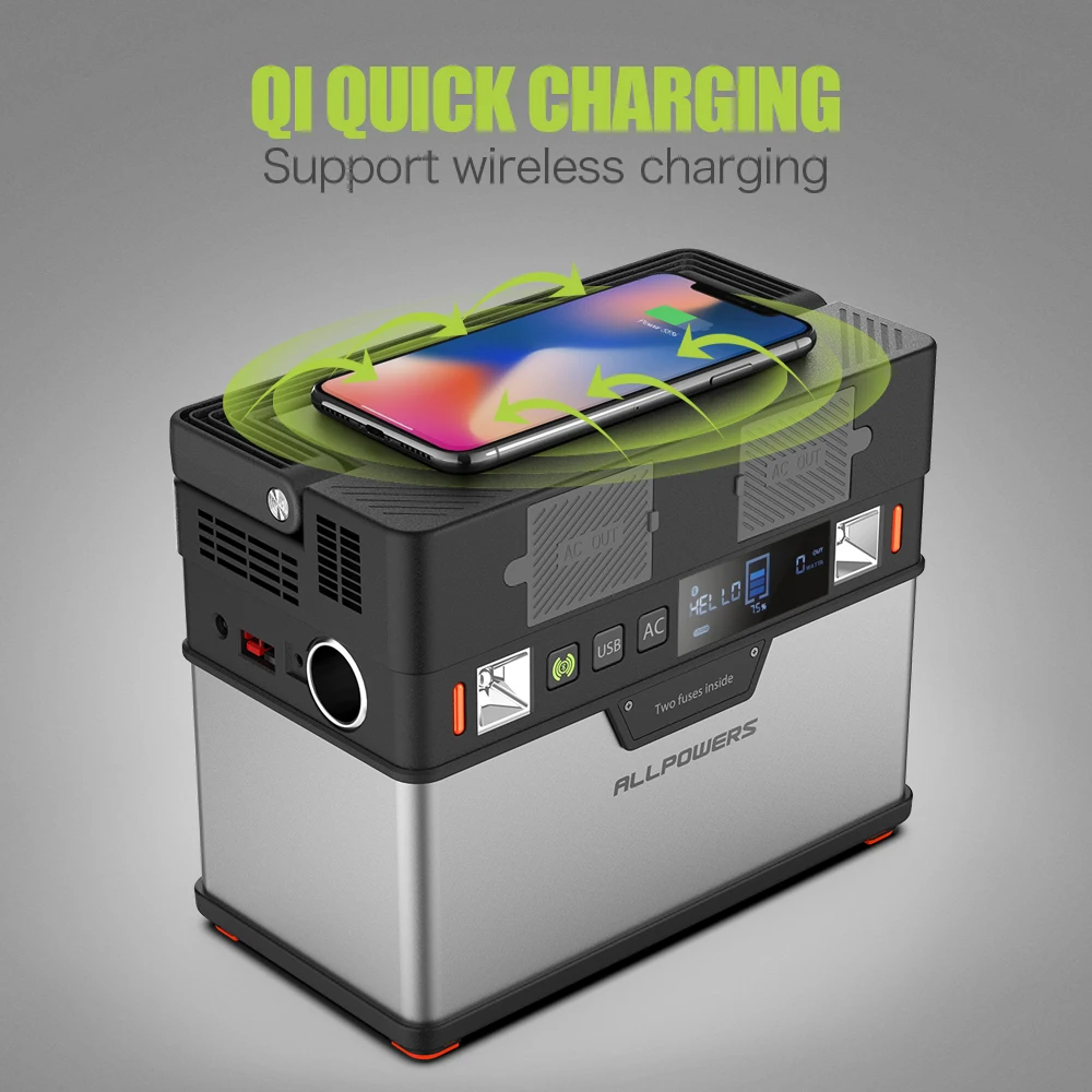  ALLPOWERS 110V 220V Power Bank Portable Power Station Lithium Portable Generator 372Wh Emergency Ba