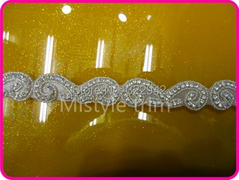 

Free shipping bridal bling rhinestone beaded bridal trims lace for dresses by the yard