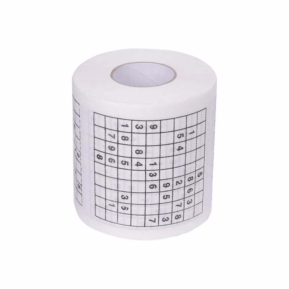 FSHALL 1 PC New 10x9.5cm Durable Sudoku Su Printed Tissue Paper Toilet Roll Paper Good Puzzle Game 2 Layer 240 Section