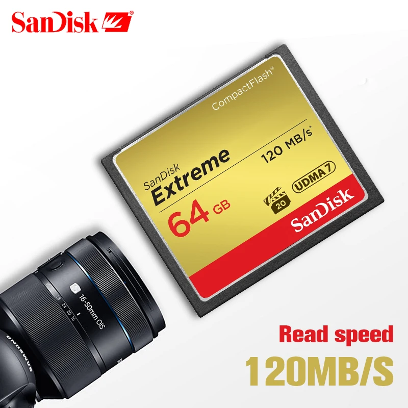  Sandisk Extreme Compactflash Memory Card 128GB 64GB 32GB CF Card High Speed 120MB/s support 1080P F