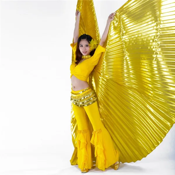 Крылья для танца живота Isis, 240 градусов, 14 цветов, включая сумку и палочки, реквизит для выступлений на сцене, аксессуары для танцев, египетские золотые крылья - Цвет: Gold