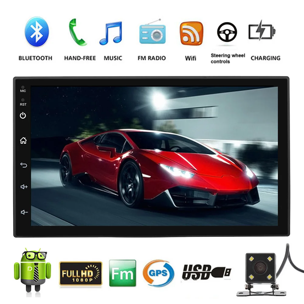 

Universal 2DIN Android 8.1 Car Radio No DVD MP5 Player 7" Touch Screen Multimedia Player GPS Navigation Wifi Bluetooth USB Audio