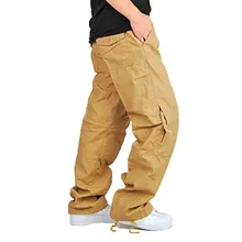 Мужские брюки в стиле хип-хоп с несколькими карманами; Свободные Мешковатые повседневные брюки; хлопковые брюки-карго; брюки-шаровары с боковой молнией; Joggerd