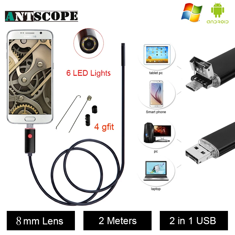 

Antscope Android Endoscope 8MM Endoscope USB Android Endoscopic Camera 720p Inspection 2M Android Borescope USB Camera 46