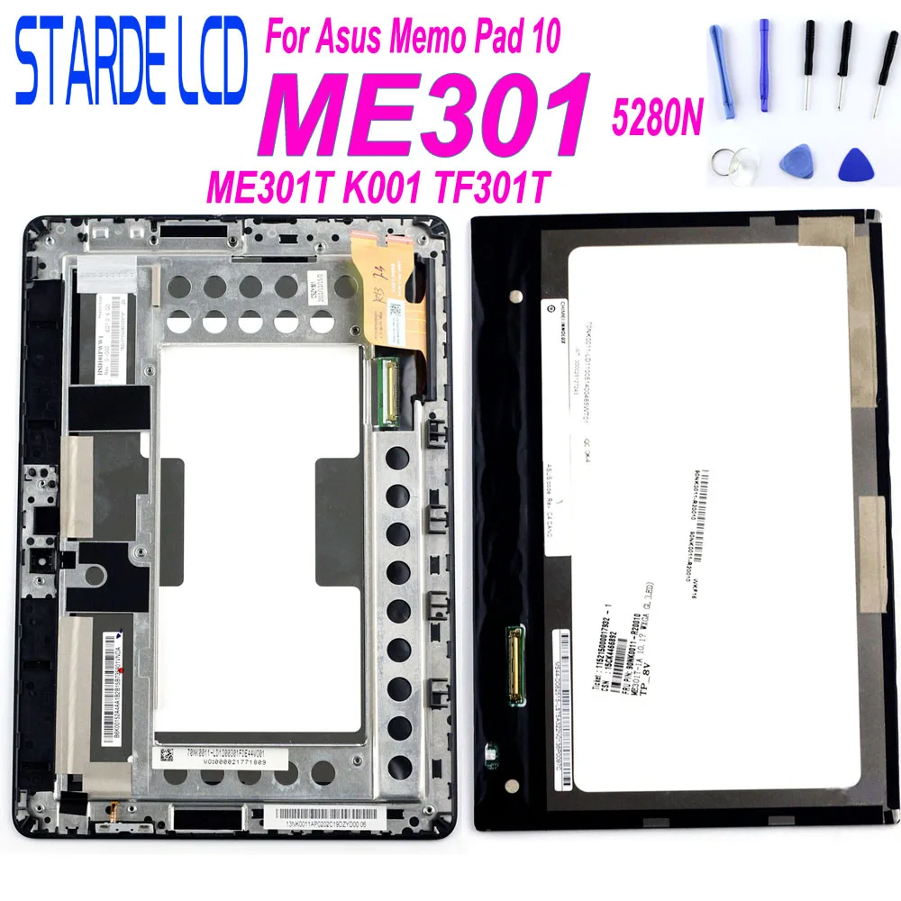 STARDE lcd для Asus memo pad ME301 ME301T 5280N K001 ЖК-дисплей кодирующий преобразователь сенсорного экрана в сборе рамка N101CG-L21 ЖК-запчасти