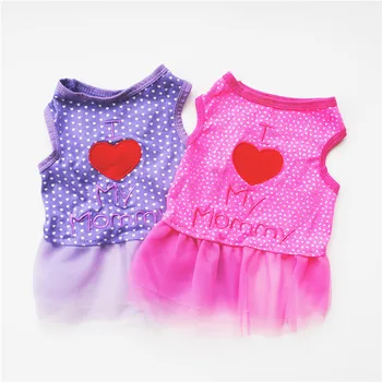 

Cute Dot Heart I Love My Mommy Polyester Dog Clothes Princess Dress Pet Vests Puppy T-Shirts Dog Clothes For Teddy Chihuahua