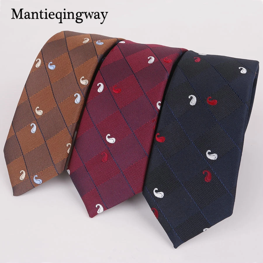 Мужские галстуки Mantieqingway, 5 см, с цветами кешью, для свадьбы, смокинг, галстук, Gravatas, тонкий, корбаты, клетчатый, на шею, галстук, pajarita hombre