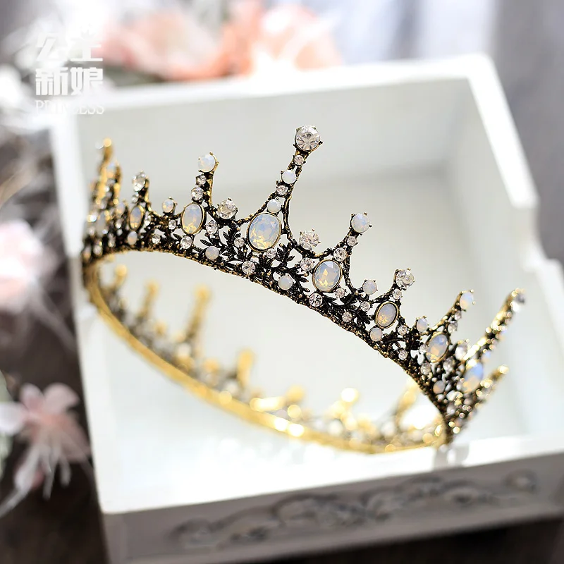 

Retro Bridal Tiara crystal crown wedding hair jewelry luxury princess crown