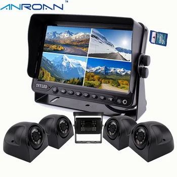 

9" DVR Recorder Quad Split Monitor Car Rear View Camera System 5 x Car Camera for Truck Caravan Trailers Harvester