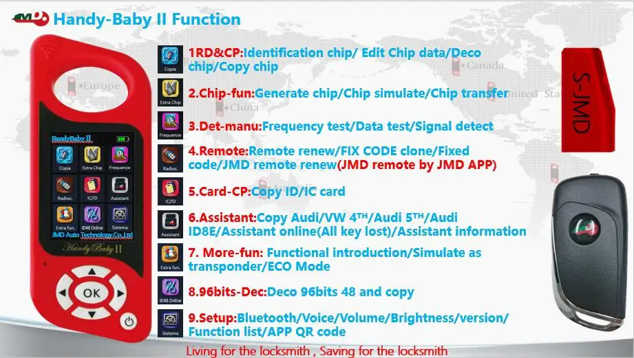 Новейший JMD Handy Baby 2 копировальный пульт дистанционного управления Ручной Bluetooth Автомобильный ключ чип программист Handy Baby II Дистанционное обновление/карта копир
