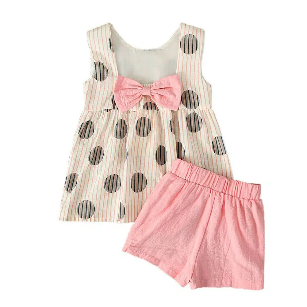 

Pudcoco 2019 Summer Infant Baby Girls Dot Bow Clothes T-Shirt Tops+ Pants Shorts Outfits Casual Set