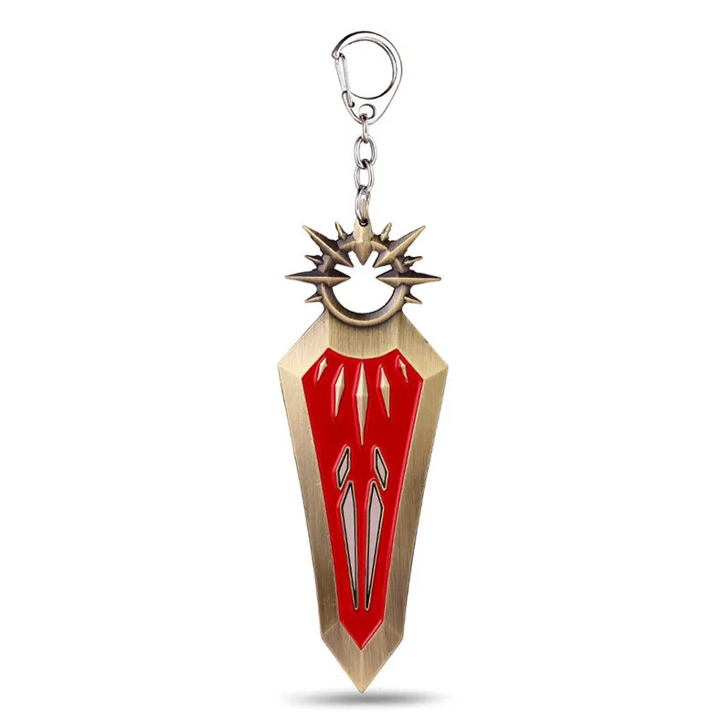 

24Pcs/Lot 12cm LOL Leona Vintage Jewelry Pendant Hero Alliance Weapon Lol Keychain Goddess Red Shield Model Key Chain