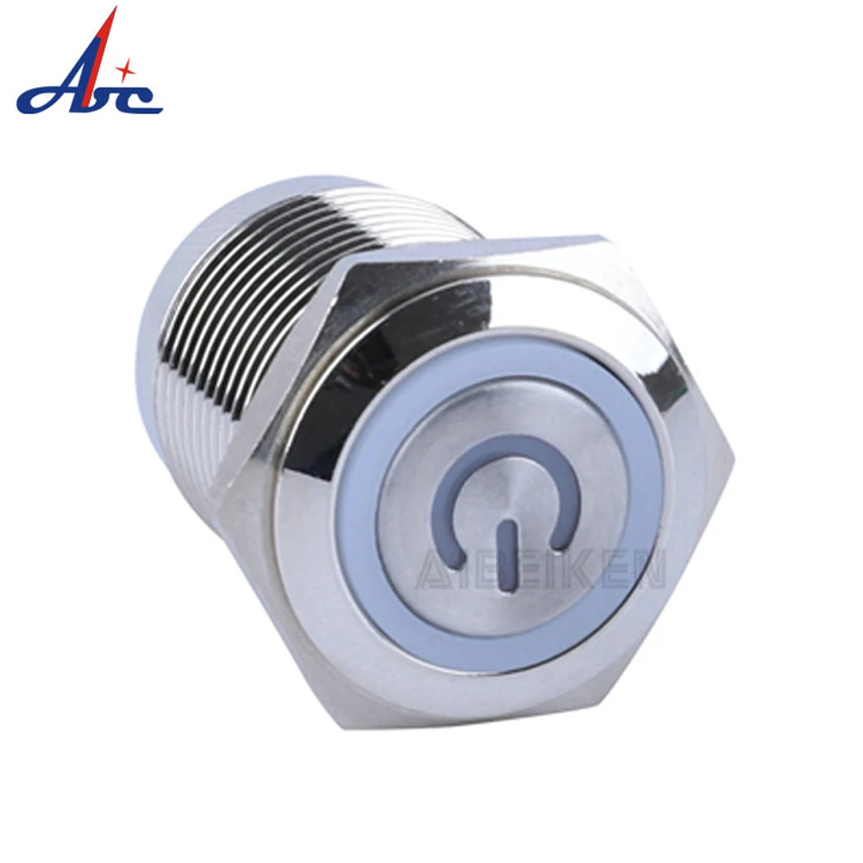 

19mm Latching Momentary ON Reset Power Symbol Led Waterproof Normally Open Short ON OFF Push Button Switch